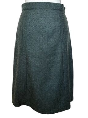 ModCloth Green Wool Herringbone Tweed Aline Skirt Womens Size Medium